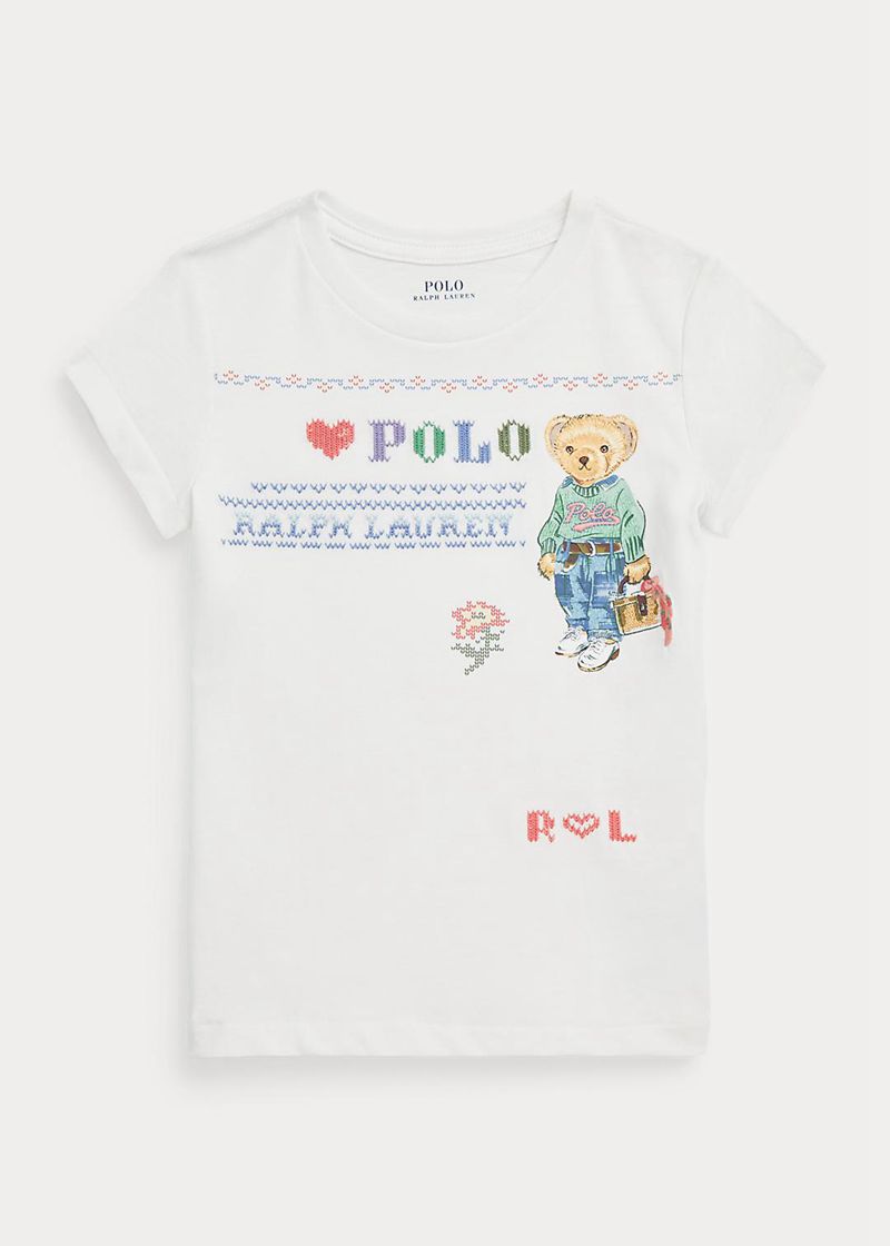 Camiseta Ralph Lauren Niña 1.5-6.5 Años Polo Bear Cotton Jersey Chile Blancas GIXLH-2483